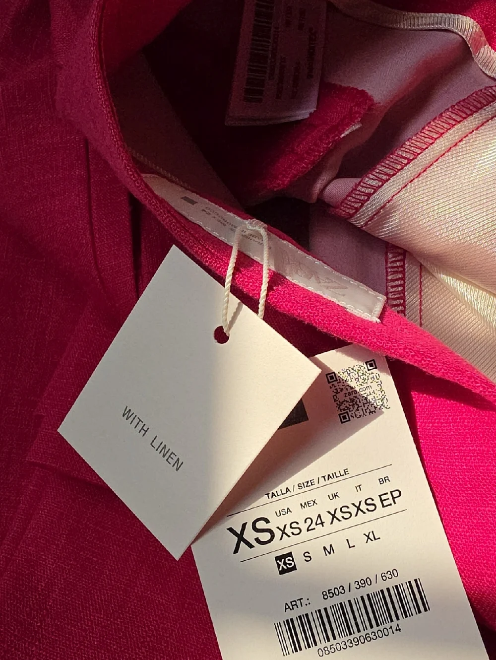 Zara Linen Blend Pants Pink XS
